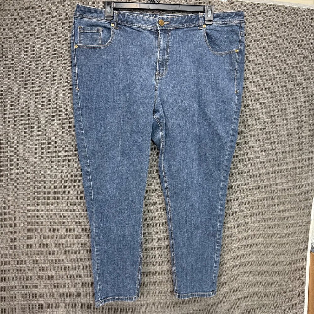 Lane Bryant Genius Fit Womens Size 22P Blue Skinny Jeans Stretch Denim - Picture 2 of 9